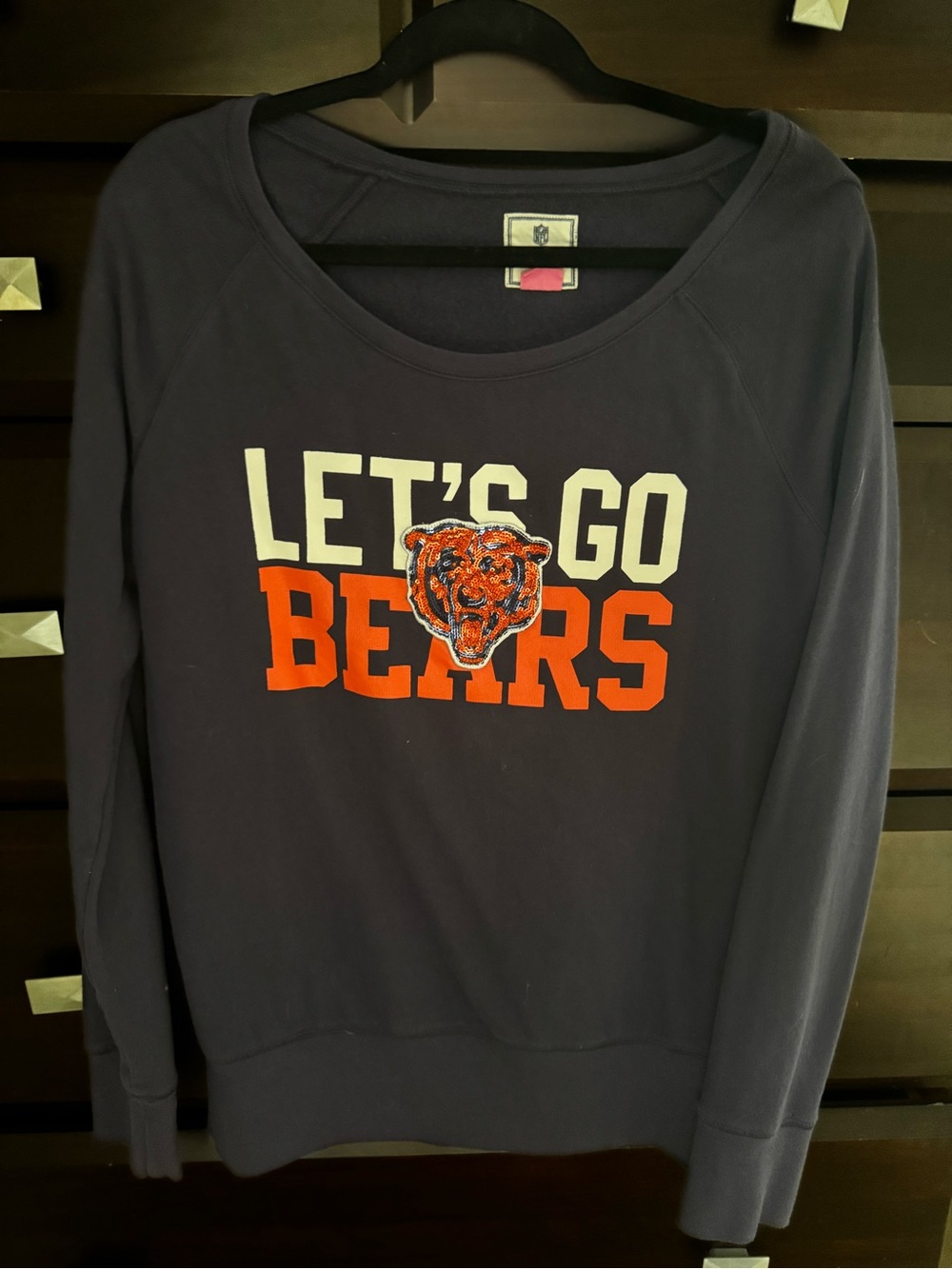PINK Victoria's Secret Navy 'LET'S GO BEARS' Graphic Crewneck Sweatshirt